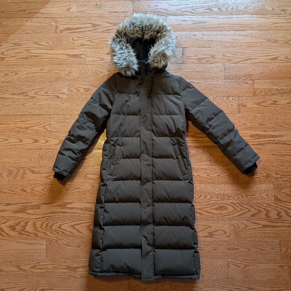 EUC Aritzia TNA St Anton Long Parka Olive Green Size M